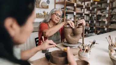 Older woman in ceramics class