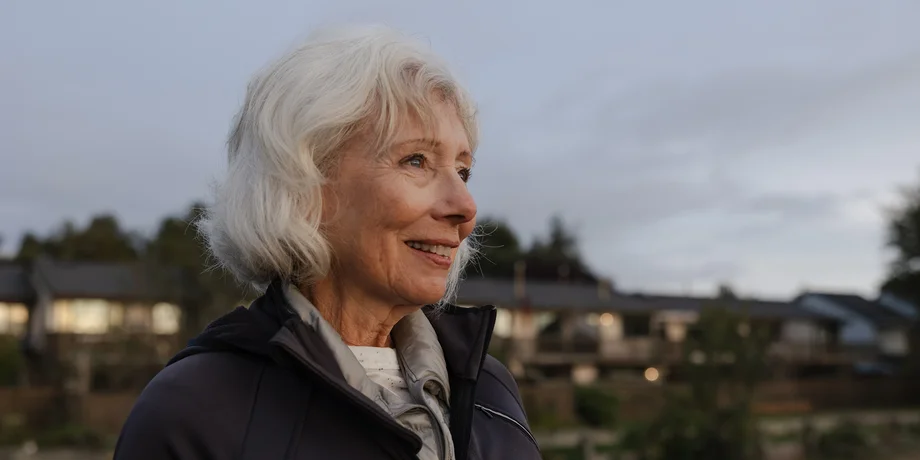 Retired woman smiling 